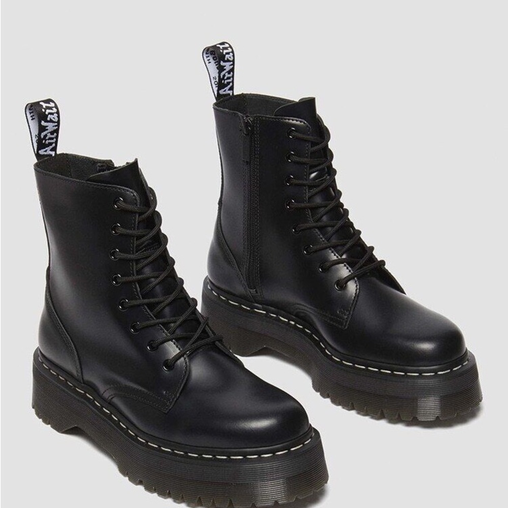 Black Leather Women's Boots - Dr. Martens 1460 Jadon 8 Hole Boots